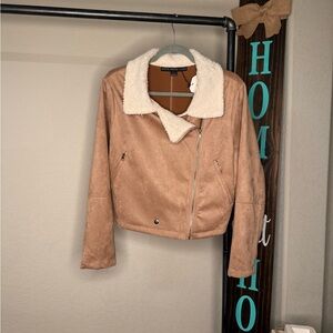 HYFVE Camel Teddy Jacket with Ivory Collar